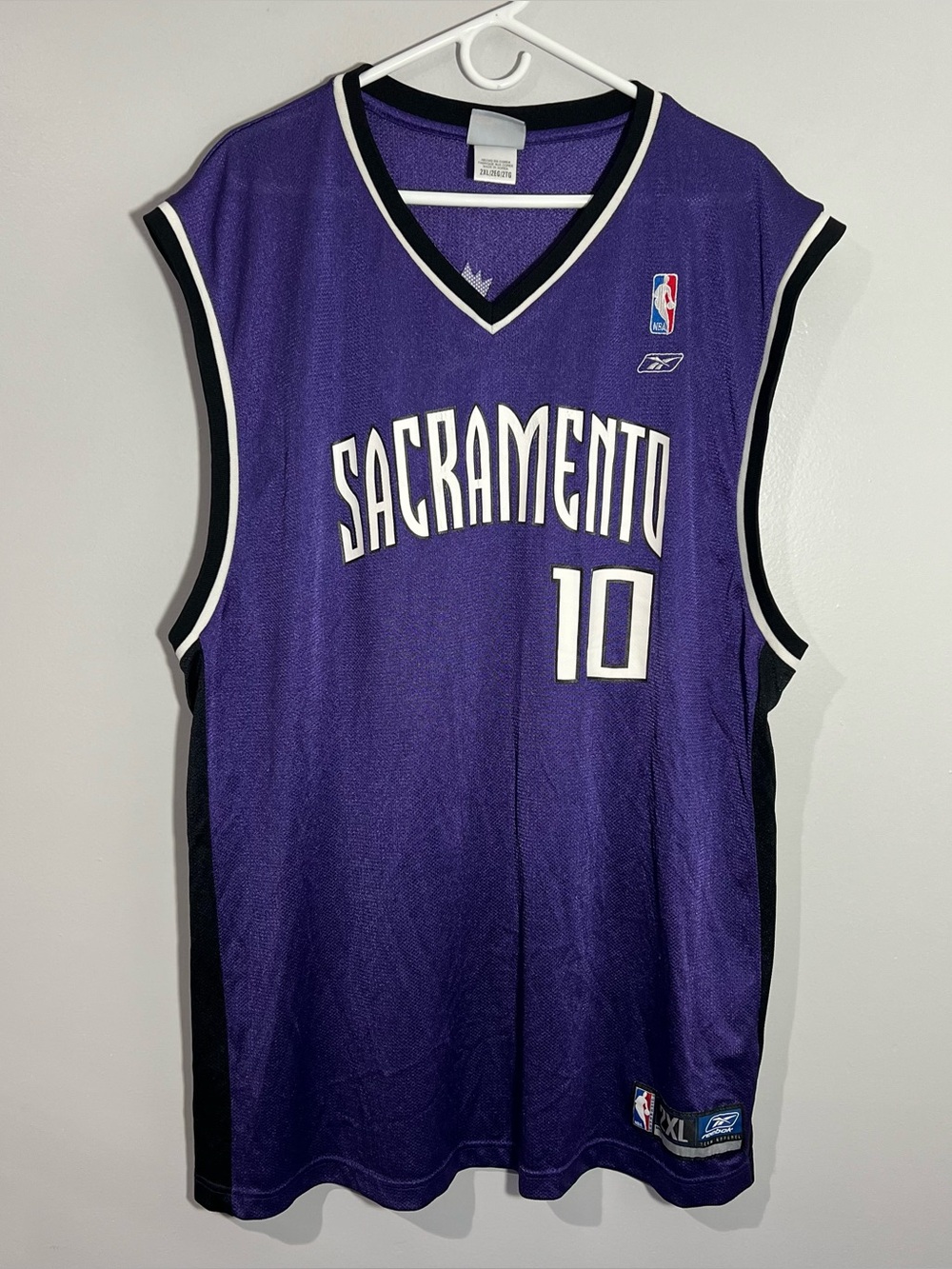 Vintage Reebok NBA Sacramento Kings Mike Bibby Purple Basketball Jersey Mens 2XL